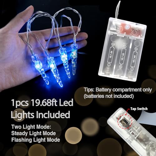 Christmas Icicle Light£¬19.6ft 40 LED Blue Icicle String Lights Indoor, Hanging Icicle Christmas Lights for Eave Holiday Garden Indoor Outdoor Xmas Decorations