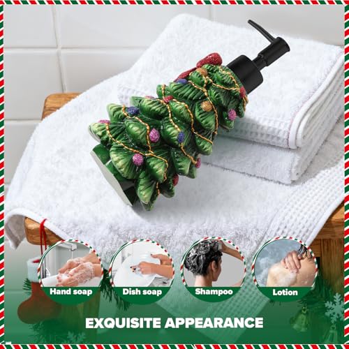 Walkinstin Christmas Tree Hand Soap Dispenser 10.7 fl oz - Resin Holiday Kitchen & Bath Decor