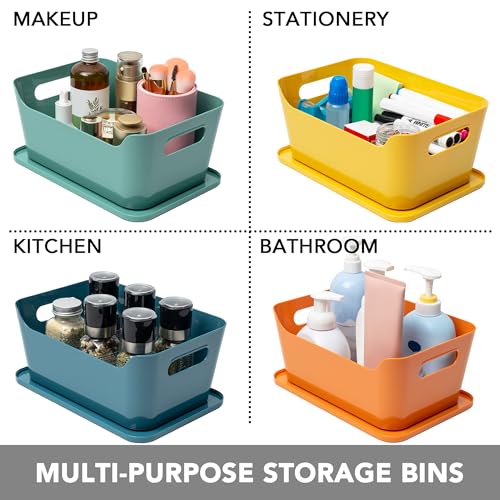 Dark Color 12 Pack 4.5L Plastic Storage Bins with Lids for Home & Office Organization