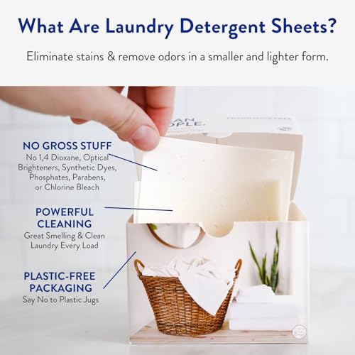 The Clean People Fresh Scent Laundry Detergent Sheets 96 Count - Hypoallergenic, Eco-Friendly, Ultra-Concentrated, Recyclable Packaging