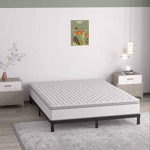 Queen Bed Frame - Low Profile 7 Inch Platform, Heavy Duty Steel Support