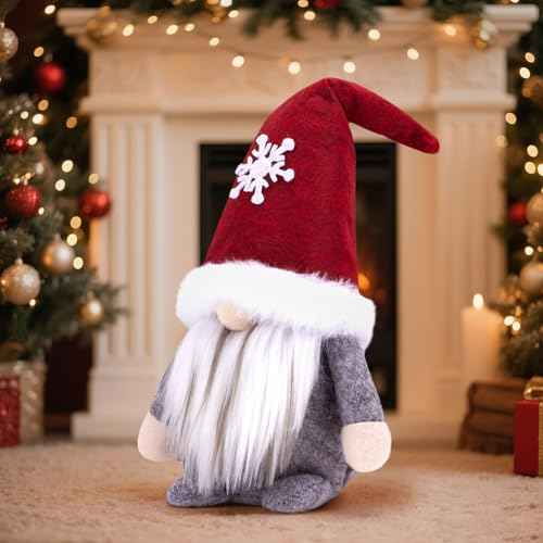 Christmas Gnome Decorations Plush - Handmade Scandinavian Tomte for Xmas Home, Tiered Tray & Kitchen Decor for Women, Thanksgiving Christmas Party