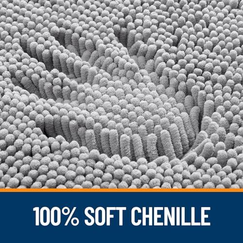OLANLY Large Bathroom Rug 70x46 Grey Extra Soft Chenille Absorbent Non-Slip Bath Mat