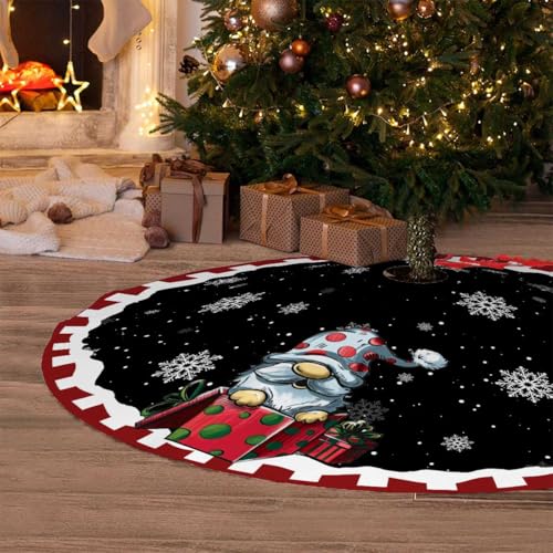 48in Christmas Tree Skirt for Farmhouse Gnome Decorations - Holiday Decor