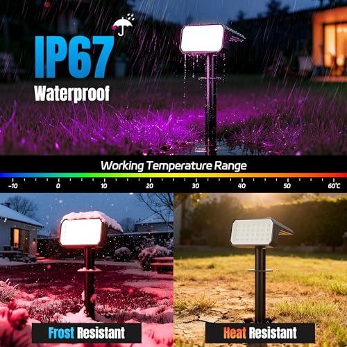 Colorful Solar Spot Lights Outdoor Waterproof - 10 Pack RGB LED Landscape Lighting - Variation of THIS listing