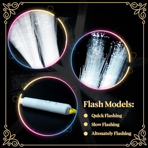 White Fiber Optic Wands 100 Pack - LED Glow Party & Wedding Favors - White Variation