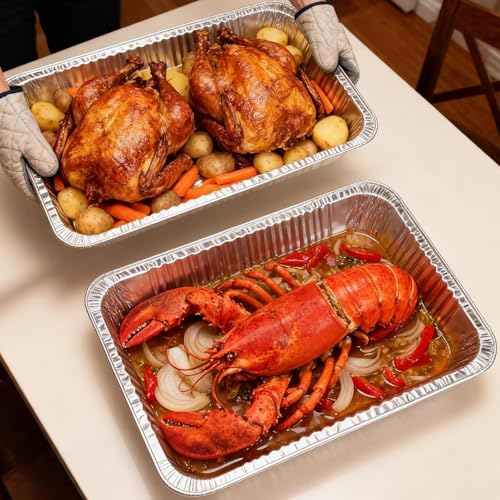 Benestanti 20 Pack Full Size Aluminum Steam Table Pans - Heavy Duty Disposable Roasting & Baking Trays for Catering