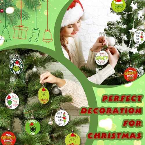 Denylo Pro 24pcs Christmas Wooden Ornaments Hanging Decors Sign Gnome Pendants with Ropes for Tree Home Decor