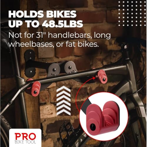 PRO BIKE TOOL Wall Mount Bike Rack - Horizontal Garage Storage, Red, Pack of 1