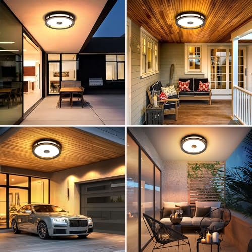 Outdoor Motion Sensor LED Ceiling Light 12-inch Dusk to Dawn 3000K 1 Pack