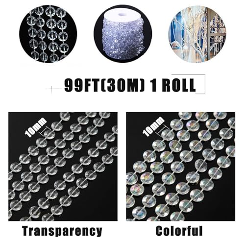 Youlina 99ft Iridescent Bead Garland - Crystal Strand for Christmas & Decor