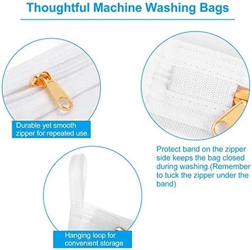 GOGOODA Fine Mesh Laundry Bags - Delicates Wash Bag for Lingerie, Bras & Socks | Hanging Loop Included