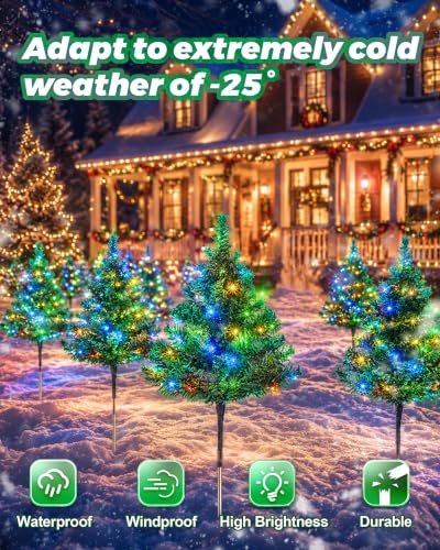 Anordsem Solar Christmas Tree Lights Outdoor 80 LED 8 Modes Waterproof 4 Pack