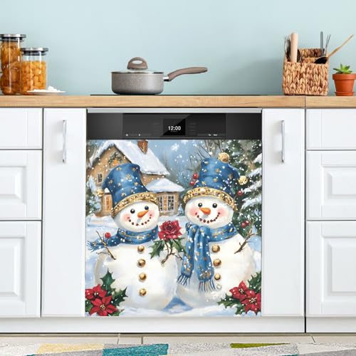 ALAZA Snowman Snowflakes Dishwasher Magnet Cover Front Door 23x26 in Decor