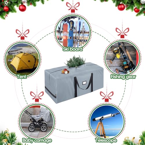 BALEINE 9 ft Christmas Tree Storage Bag - Grey, Heavy Duty 900D Oxford, Pack of 2