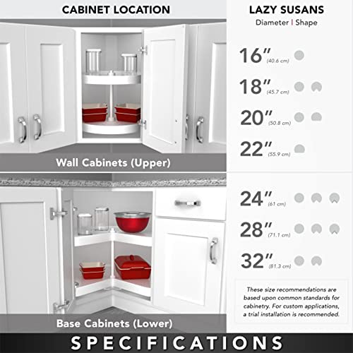 28-Inch Plastic Lazy Susan for Corner Cabinets - Almond, 2-Tier Pie-Cut Design