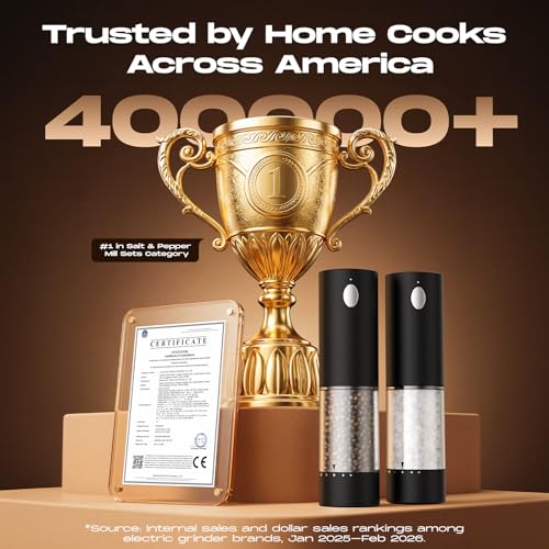 Rechargeable Electric Salt and Pepper Grinder Set with Adjustable Coarseness