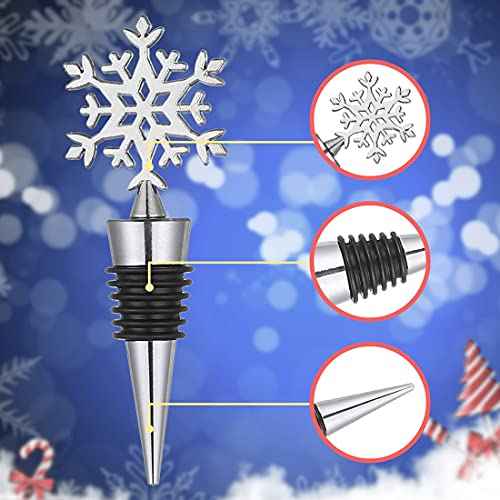 2 Pack Snowflake Wine Bottle Stopper for Christmas Decorative, Alloy Wine Stoppers, Winter Decor Holiday Wedding Christmas Party Supplies, Wine Accessories Gift for Hostess - Wine Bottle Corkers