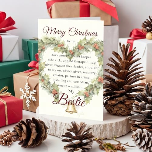 Bestie Christmas Card - Supoeguk Best Friend Note Card (Bestie) 8x5.3in