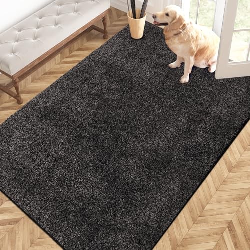 PURRUGS Charcoal Area Rug 48 x 72 Inches Low Profile Non-Slip Indoor Mat