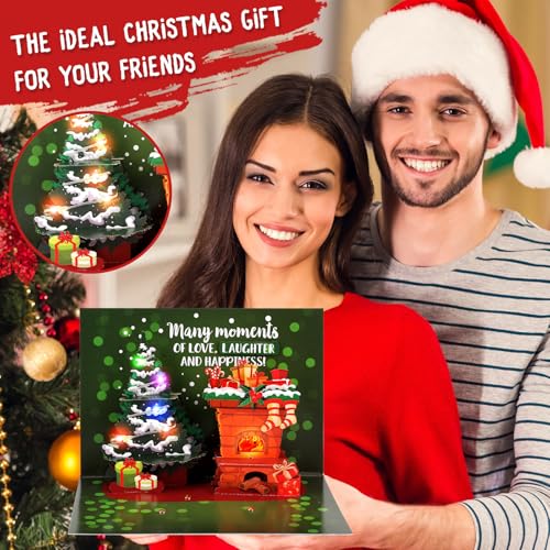 Zengreeting Christmas Fireplaces Pop-Up Card with Music & Lights - Interactive Blow‑Out Card