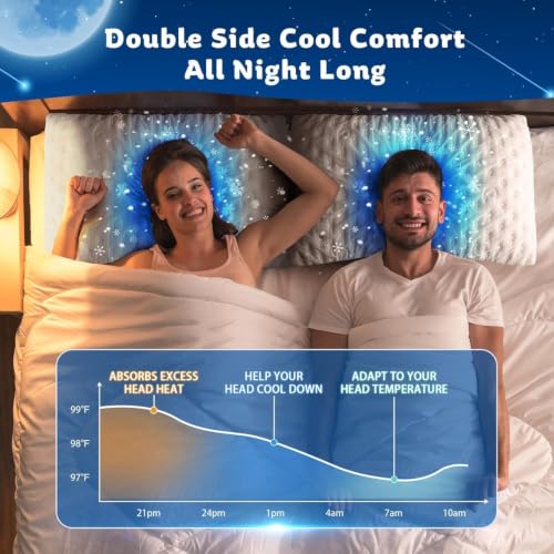 KUCEY Queen Size Crescent Cooling Side Sleeper Pillow for Neck & Shoulder Pain - Washable Cover, Adjustable Memory Foam, Luxury Support, White
