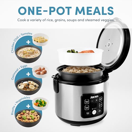 CoreCoat Ceramic Nonstick 8-Cup Digital Rice Cooker & Steamer - Aroma