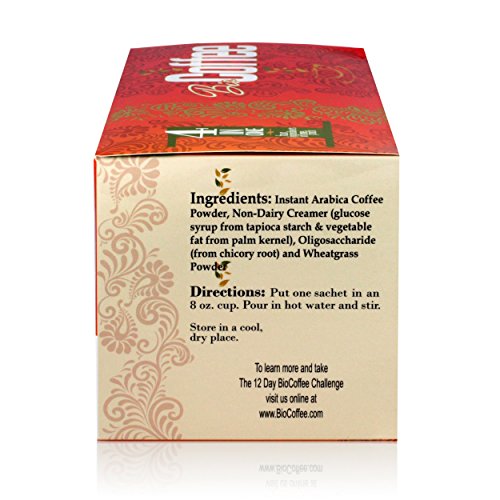 Organic Instant Alkaline Coffee with Wheatgrass - Caffeine-Free, 32 Sachets
