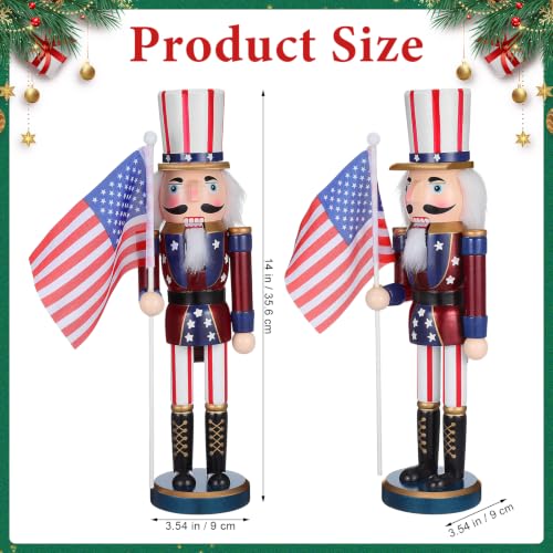 Valiclud Patriotic Nutcracker Figurine – Wooden Soldier Nutcracker with USA Flag