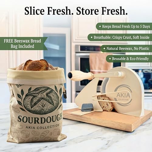 Manual Bread Slicer for Homemade & Sourdough Loaves - Adjustable Thickness