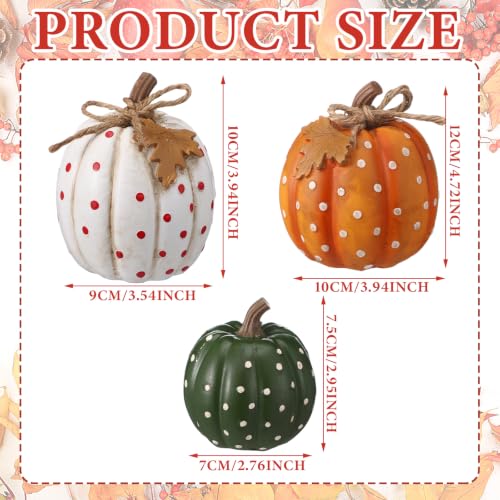 Fall Pumpkin Figurine Set - 3 Resin Decor Pumpkins for Thanksgiving