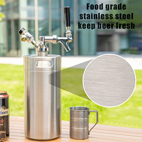 128oz Stainless Steel Mini Keg Growler with Pressurized Home Beer System