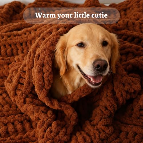 BATTILO Rust Throw Blanket for Couch - Caramel 50x60 Chunky Fall Decor