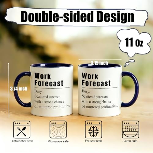 JUUNMAOO Blue Bosses Day Mug - Funny Work Forecast Coffee Cup, 11oz