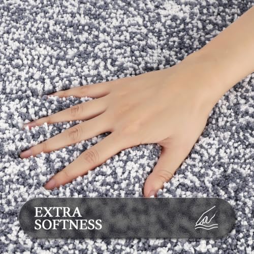 Pauwer 3-Piece Non-Slip Microfiber Bathroom Rugs Set Dark Grey 18x26, 18x48 & U 20x24
