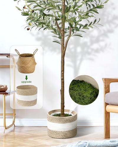 LuceAlberi 5ft 6in Artificial Olive Tree - Realistic Faux Indoor Plant with Pot & Basket