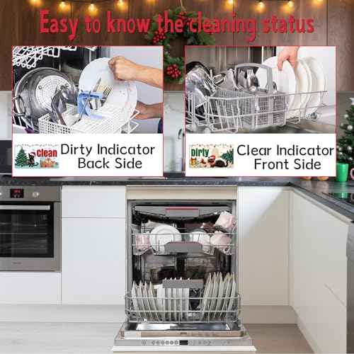 Dishwasher Magnet Clean Dirty Sign - Cosmisun Christmas Black Cat Clean Dirty Magnet for Dishwasher Xmas Cat Holiday Reversible Dish Washer Magnetic Sign Flip Indicator for Kitchen Home Decor