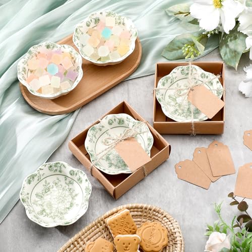 Sage Green Ceramic Wedding Favors - 24 Mini Flower Bowls for Guests