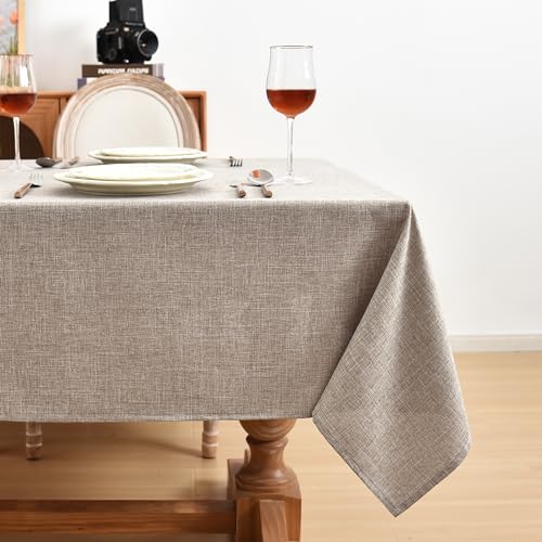 Nature Faux Linen Rectangle Tablecloths 60 x 120 Inch 6 Pack for Weddings & Events