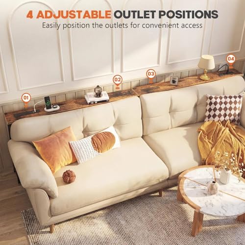SEFILENCE Rustic Brown 78.7'' Narrow Console Table with Adjustable Height 26-34"