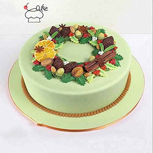 Cestony Christmas Holly Leaf & Pinecone Silicone Molds for DIY Cake Fondant Biscuit Cookies Sugar Pudding Chocolate Hard Candies Dessert Decor