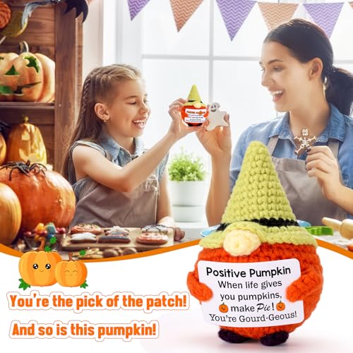 Halloween Basket Stuffers for Women - Cute Inspirational Thanksgiving Pumpkins Decor Fall Gnome for Autumn Harvest Decorations Birthday, Emotional Cheer Support for Men Kids Teens Friends