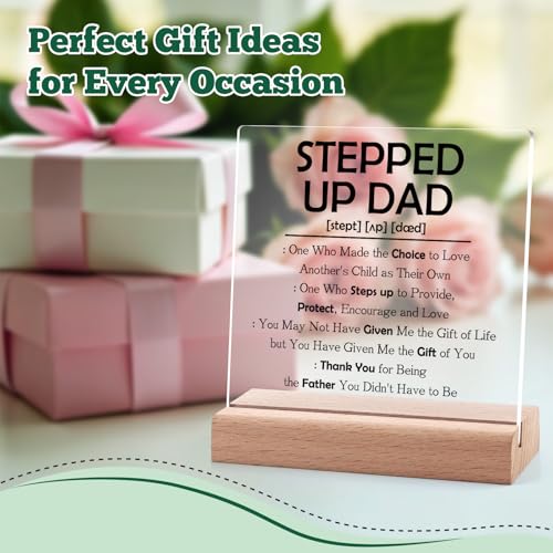 Stepped Up Dad Gifts Clear Desk Decorative Sign Christmas Fathers Day