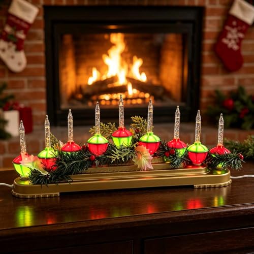 Multicolor Retro Bubble Light Centerpiece with 9 Glitter Bubble Lights - Christmas Decor