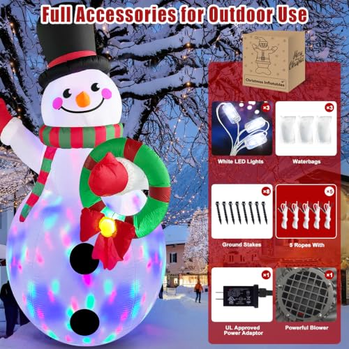 Danxilu 20 FT Tall Christmas Inflatable Snowman with Built-in Rotating LED Lights – Outdoor Yard Decor