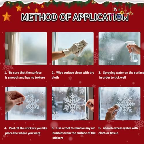 MAOTOAM Christmas Window Cling Stickers - 4 Sheets Holiday Decor for Glass Windows
