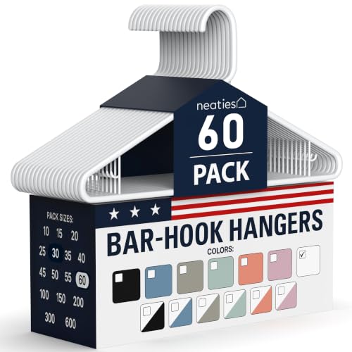 60 Pack White Plastic Clothes Hangers - 6lb Capacity, Space-Saving & Durable, Made in USA by Neaties