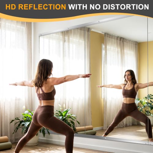 Home Gym Wall Mirror 48x24 Inches - 3PC Silver Workout Mirror Set