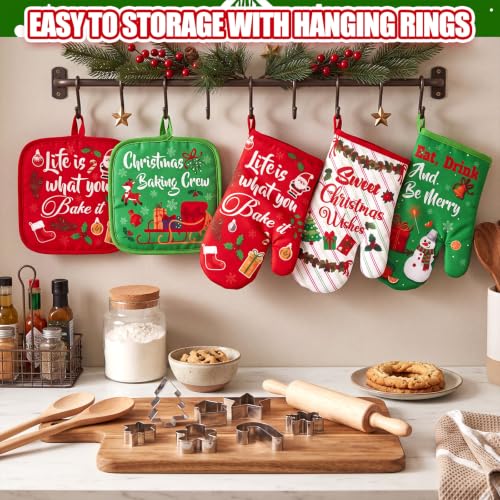 Qinyoung 48-Piece Christmas Oven Mitts & Pot Holders Set - Cartoon Christmas Theme