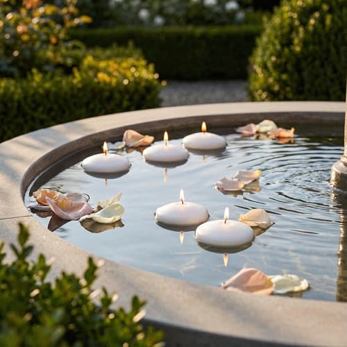 Floating Candles 3 Inch White Pack of 36 Unscented Wax Discs - Long Burn Time